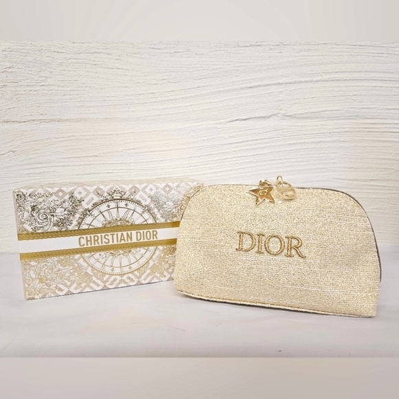 Christian Dior Beauty and Care Zippered Travel Pouch in Cream and Gold NWT - Picture 1 of 11